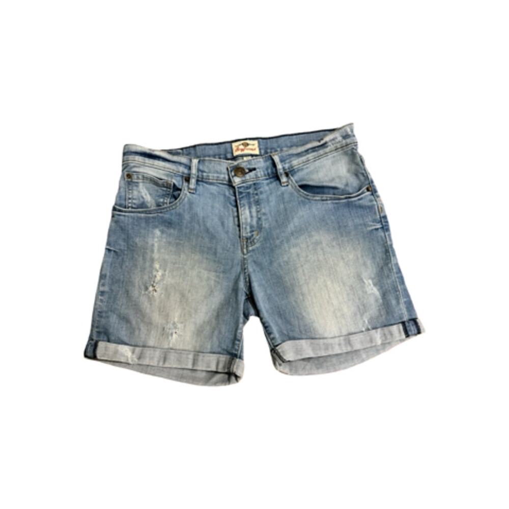 Fossil Boyfriend Womens Denim Shorts Size 27 Light Wash Cuffed Distressed